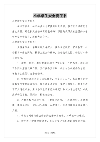 小学学生安全责任书