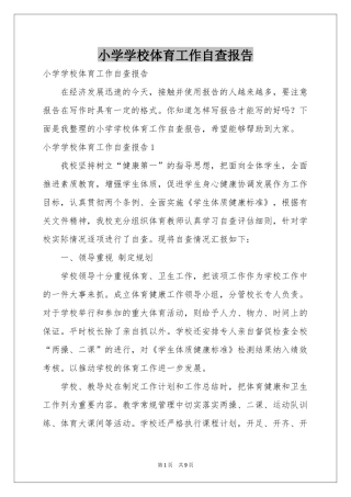 小学学校体育工作自查报告