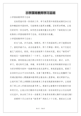 小学国培教师学习参考总结