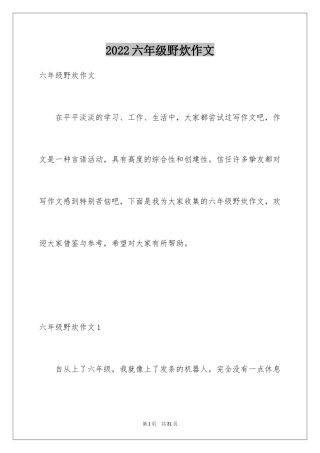 2024六年级野炊作文