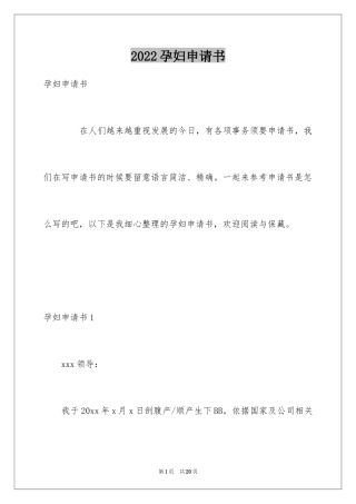 2024孕妇申请书