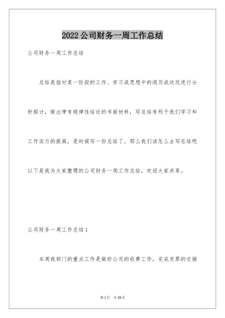 2024公司财务一周工作总结_1