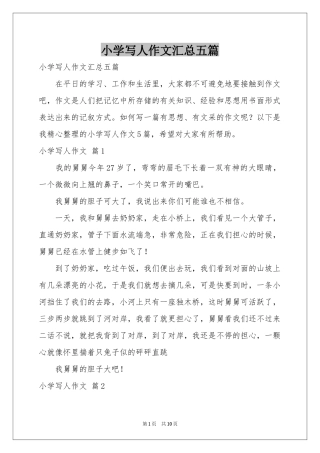 小学写人作文汇总五篇