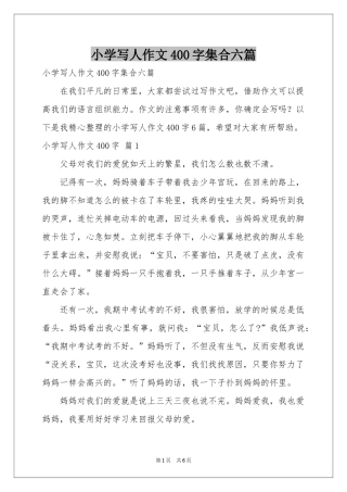 小学写人作文400字集合六篇