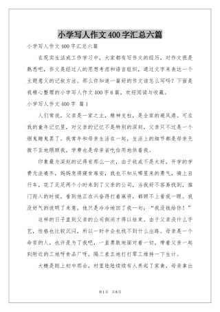小学写人作文400字汇总六篇