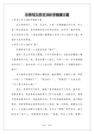 小学写人作文300字锦集5篇