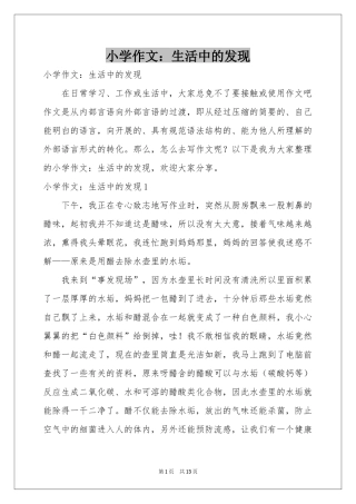 小学作文：生活中的发现