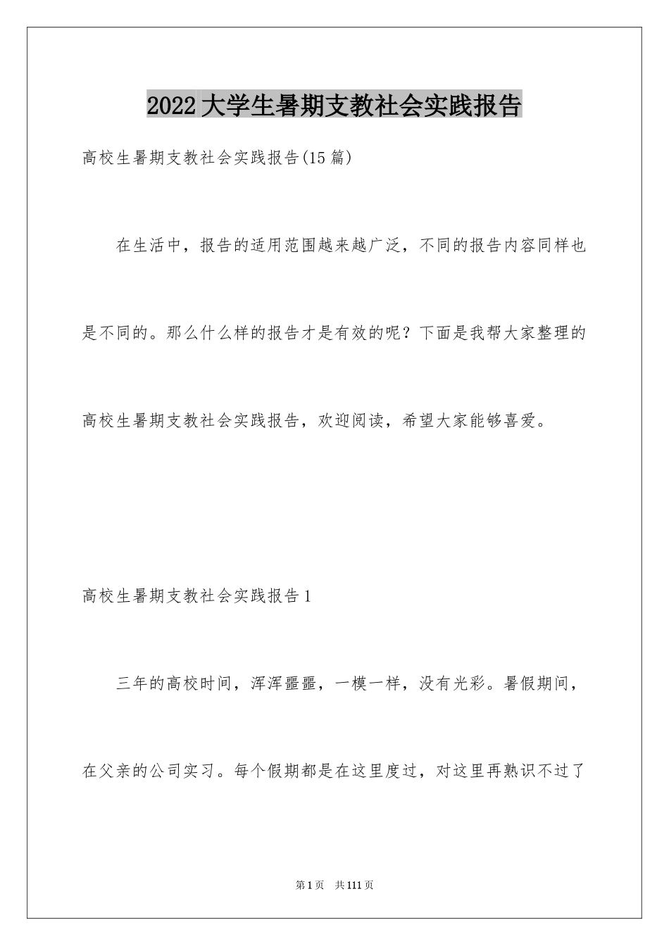 2024大学生暑期支教社会实践报告_10_第1页