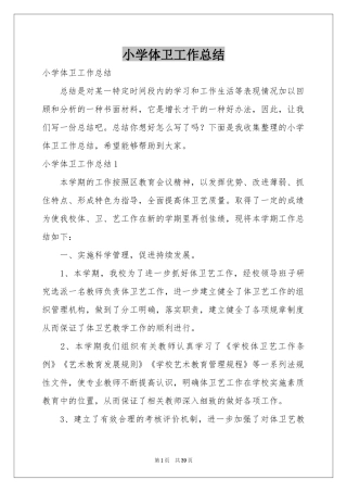 小学体卫工作参考总结