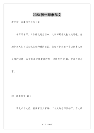 2024初一印象作文