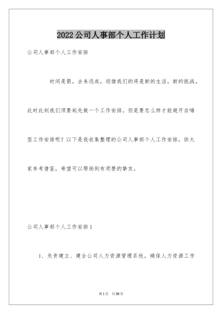 2024公司人事部个人工作计划_1