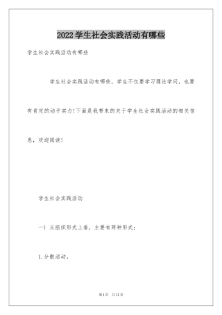 2024学生社会实践活动有哪些