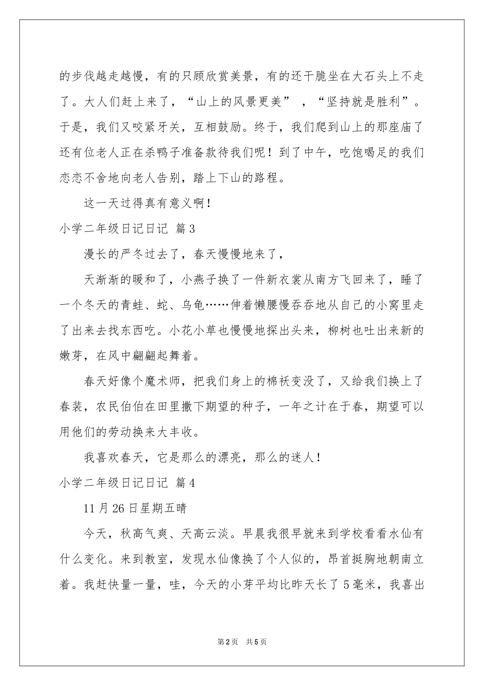 小学二年级日记日记模板集锦6篇_第2页