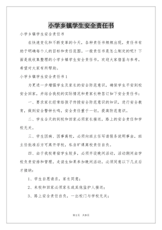小学乡镇学生安全责任书