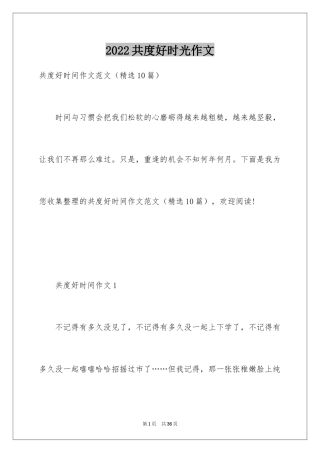2024共度好时光作文