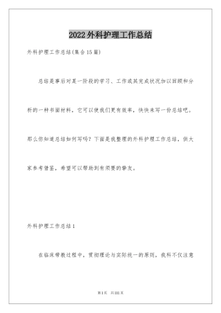 2024外科护理工作总结