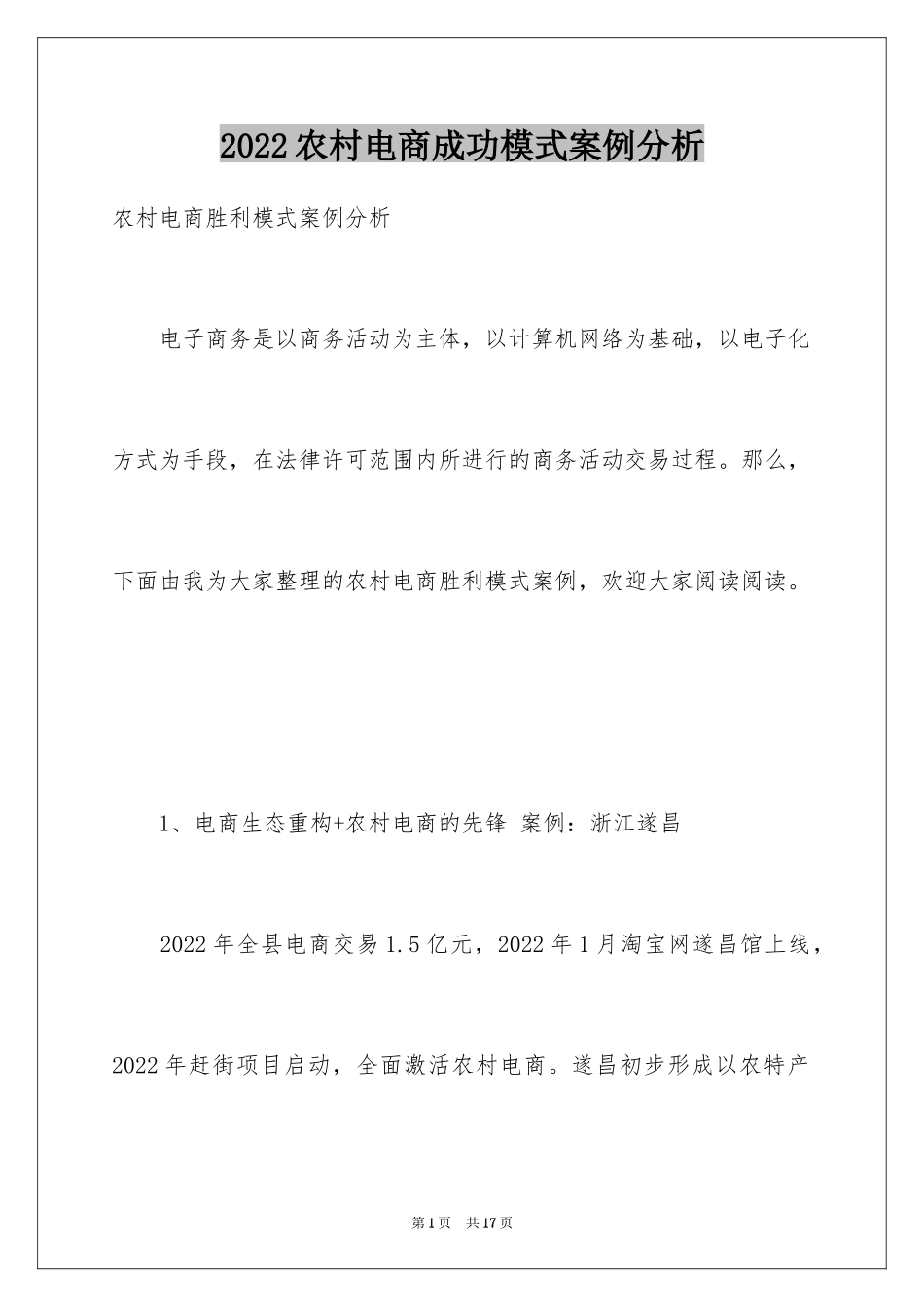 2024农村电商成功模式案例分析_第1页