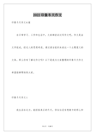 2024印象冬天作文