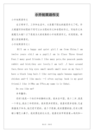 小升初英语作文