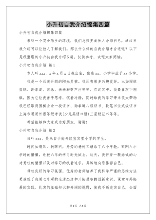 小升初自我介绍锦集四篇