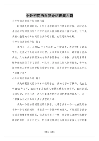 小升初简历自我介绍锦集六篇