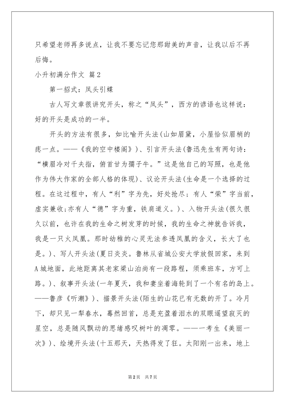 小升初满分作文集锦五篇_第2页