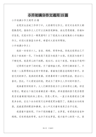 小升初满分作文通用15篇