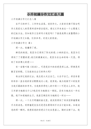 小升初满分作文汇总八篇