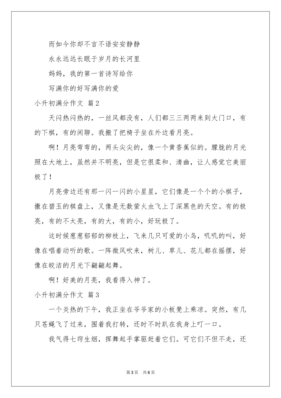 小升初满分作文集合五篇_第3页