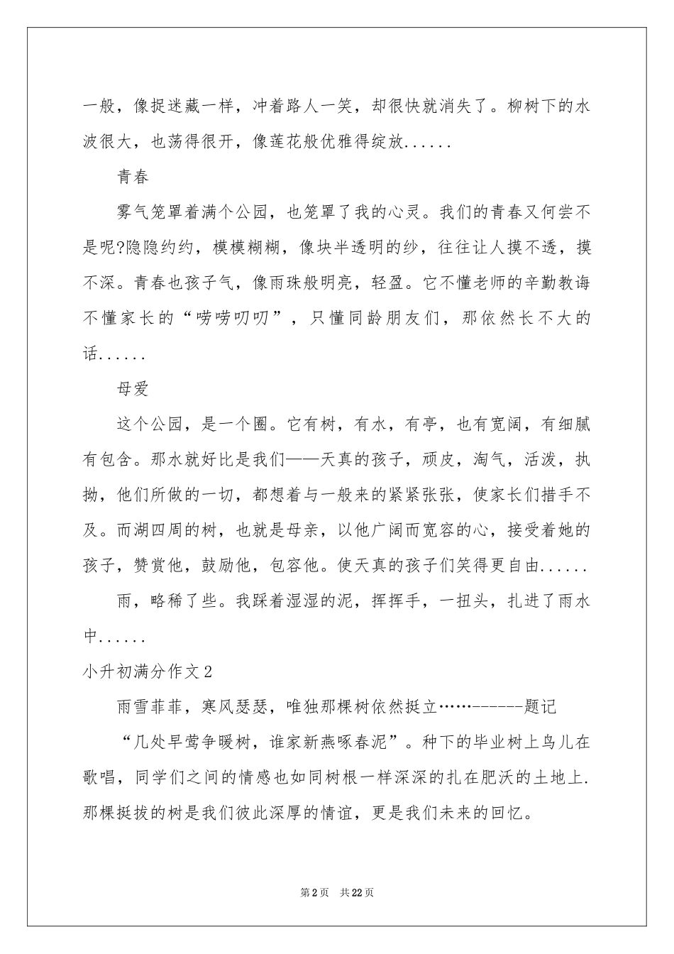小升初满分作文集锦15篇_第2页