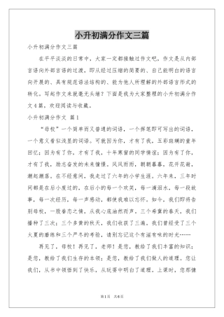 小升初满分作文三篇