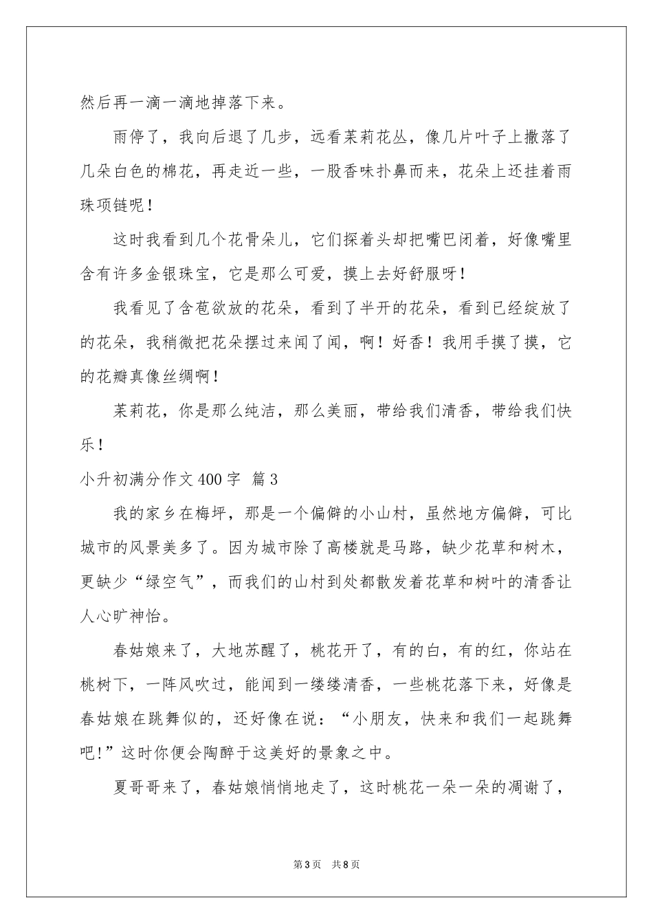 小升初满分作文400字汇总7篇_第3页