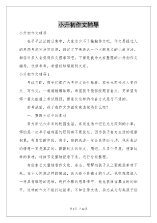 小升初作文辅导