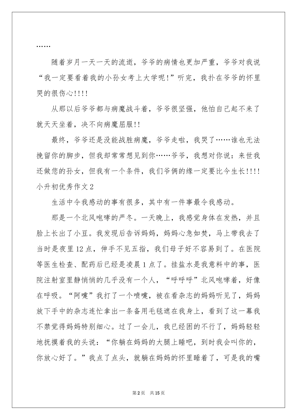 小升初优秀作文15篇_第2页