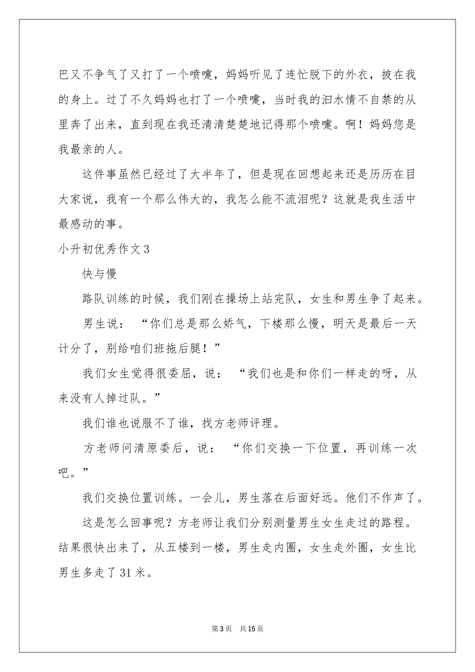 小升初优秀作文15篇_第3页