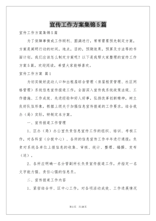 宣传工作方案集锦5篇