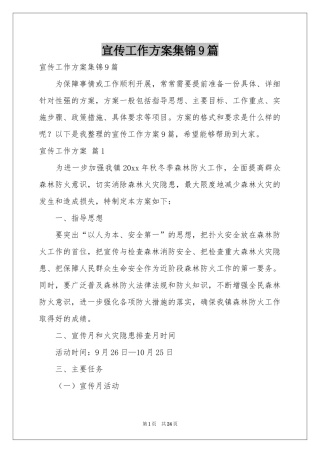 宣传工作方案集锦9篇