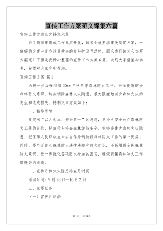 宣传工作方案范本锦集六篇