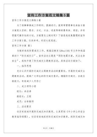 宣传工作方案范本锦集5篇