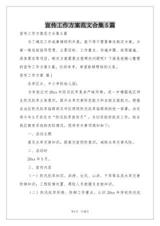 宣传工作方案范本合集5篇