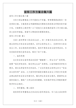 宣传工作方案合集六篇