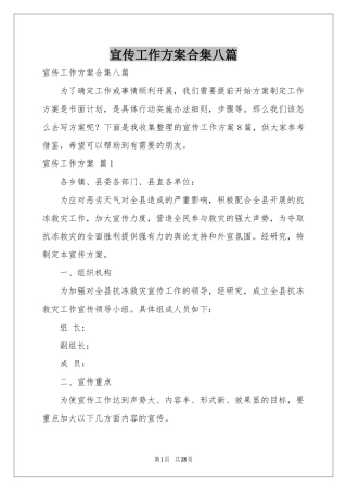 宣传工作方案合集八篇