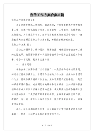 宣传工作方案合集5篇