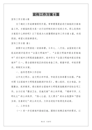 宣传工作方案4篇