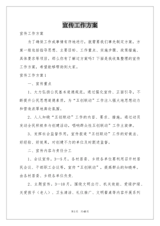 宣传工作方案