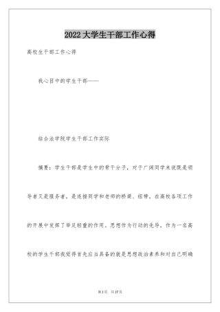 2024大学生干部工作心得