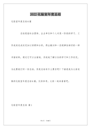2024化验室年度总结