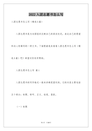 2024入团志愿书怎么写