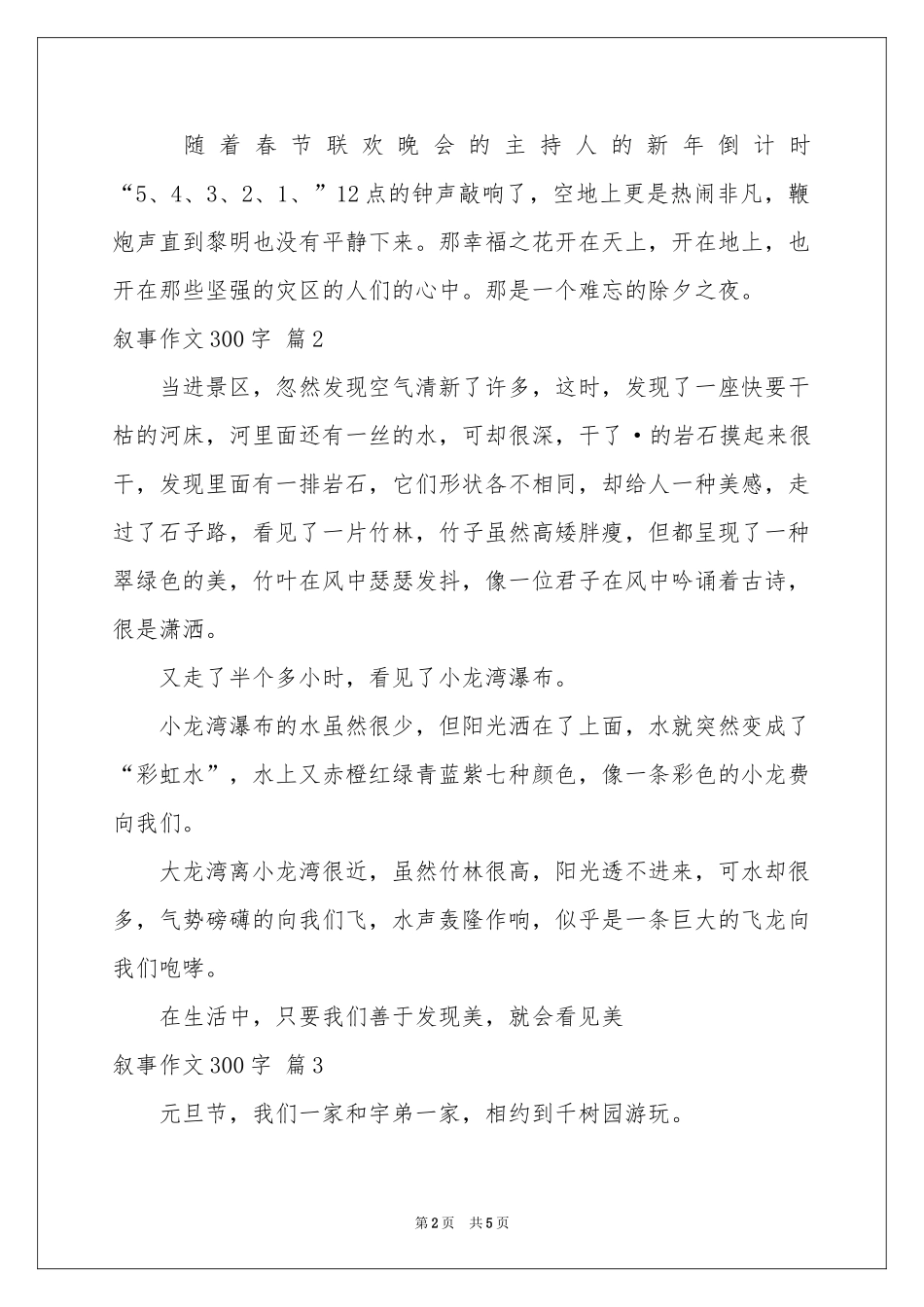 叙事作文300字集合5篇_第2页