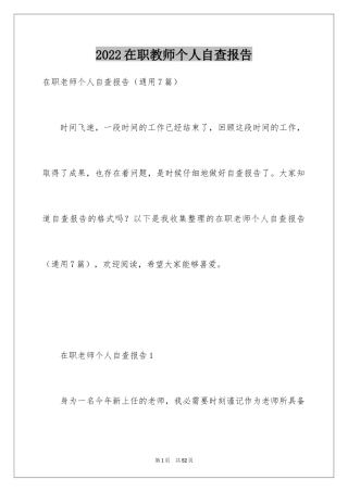 2024在职教师个人自查报告